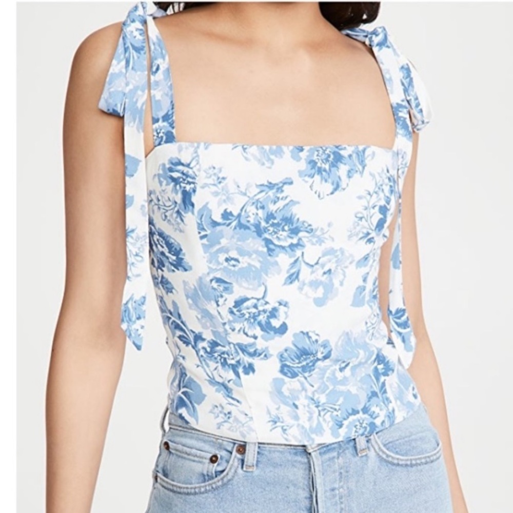Reformation Ellora Top in Olympia Tie Strap Tank